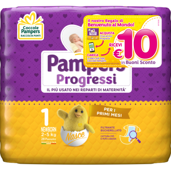 pampers progressi - newborn taglia 1 ( 2-5 kg ) 28 pannolini